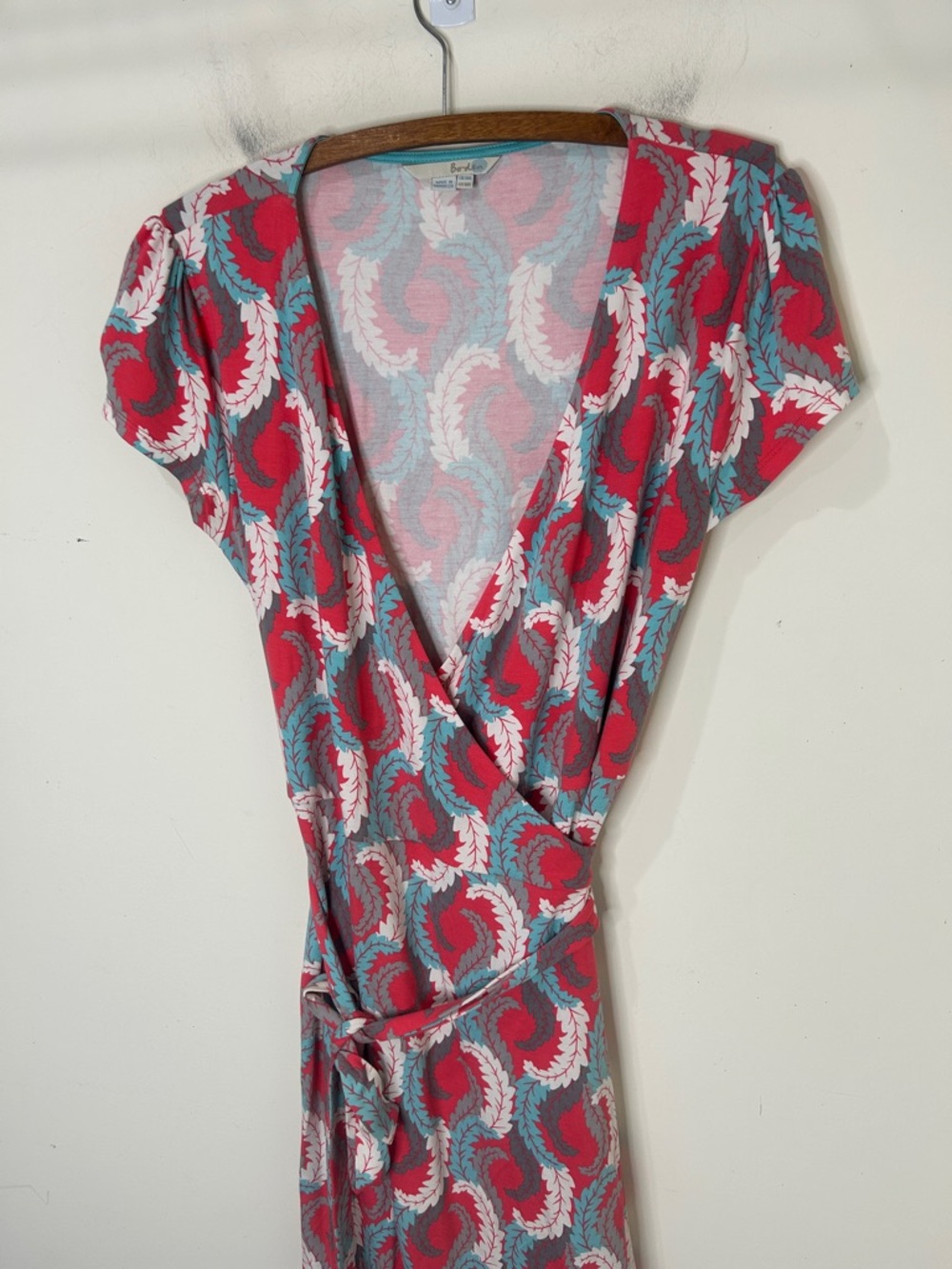BODEN Marie V-Neck Wrap Dress Coral Blue Size 10R - Picture 9 of 16